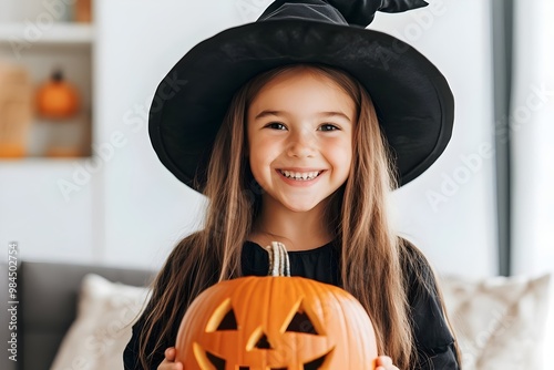 little girl with witch costume