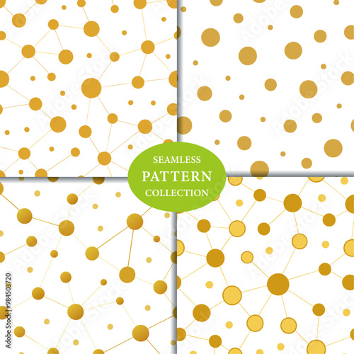 Gold dots network Seamless Pattern Background