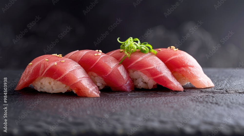 Tuna Sushi, recording the sensory experience of tasting each delicate piece of tuna and appreciating the essence of the ocean. Tuna Sushi, recording the sensory experience of tasting each delicate piece of tuna and appreciating the essence of the ocean.