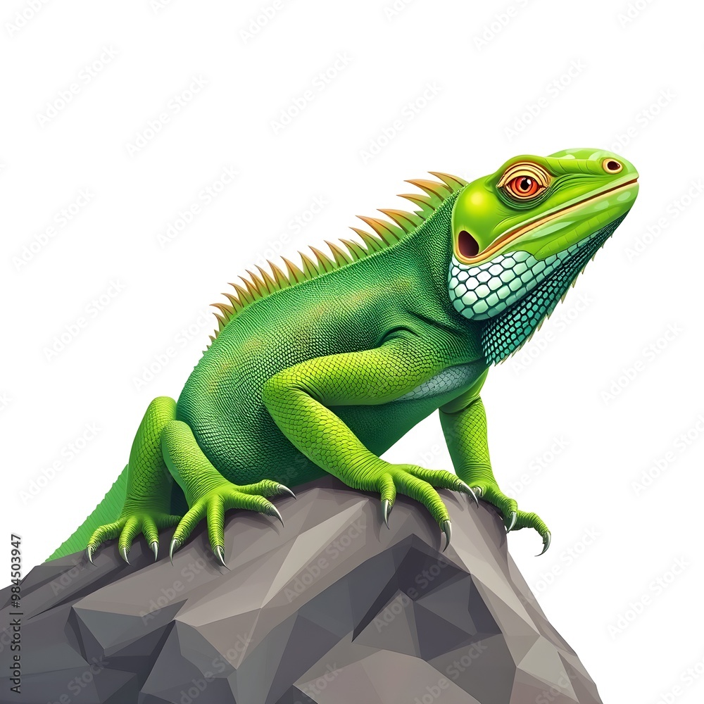 Obraz premium Green Iguana: Detailed Scales and Sharp Claws