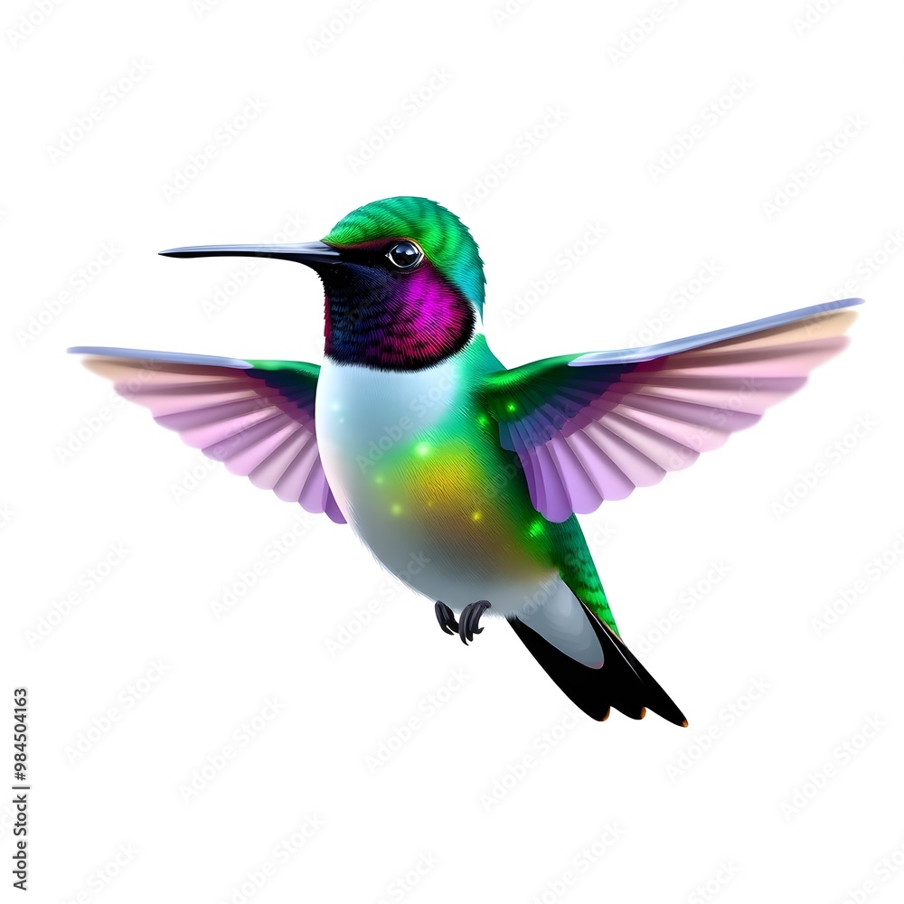 Hummingbird Hovering: Iridescent Feathers Hummingbird Hovering: Iridescent Feathers