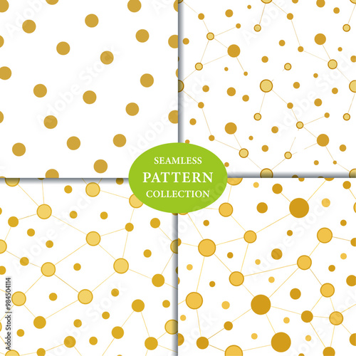 Gold dots network Seamless Pattern Background
