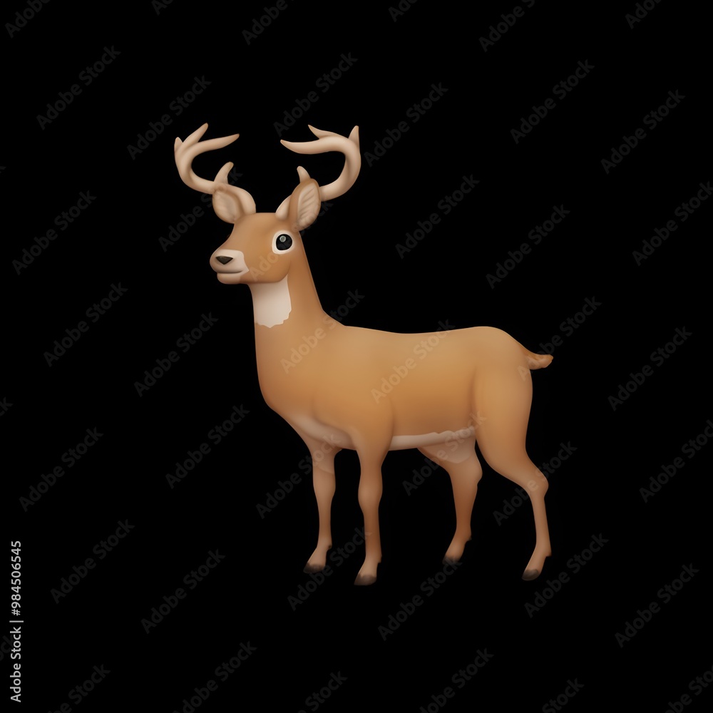 Deer Emoji Isolated on Black Background
