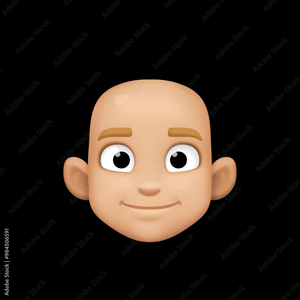 Smiling Bald Person Emoji Isolated on Black Background
Smiling Bald Person Emoji Isolated on Black Background