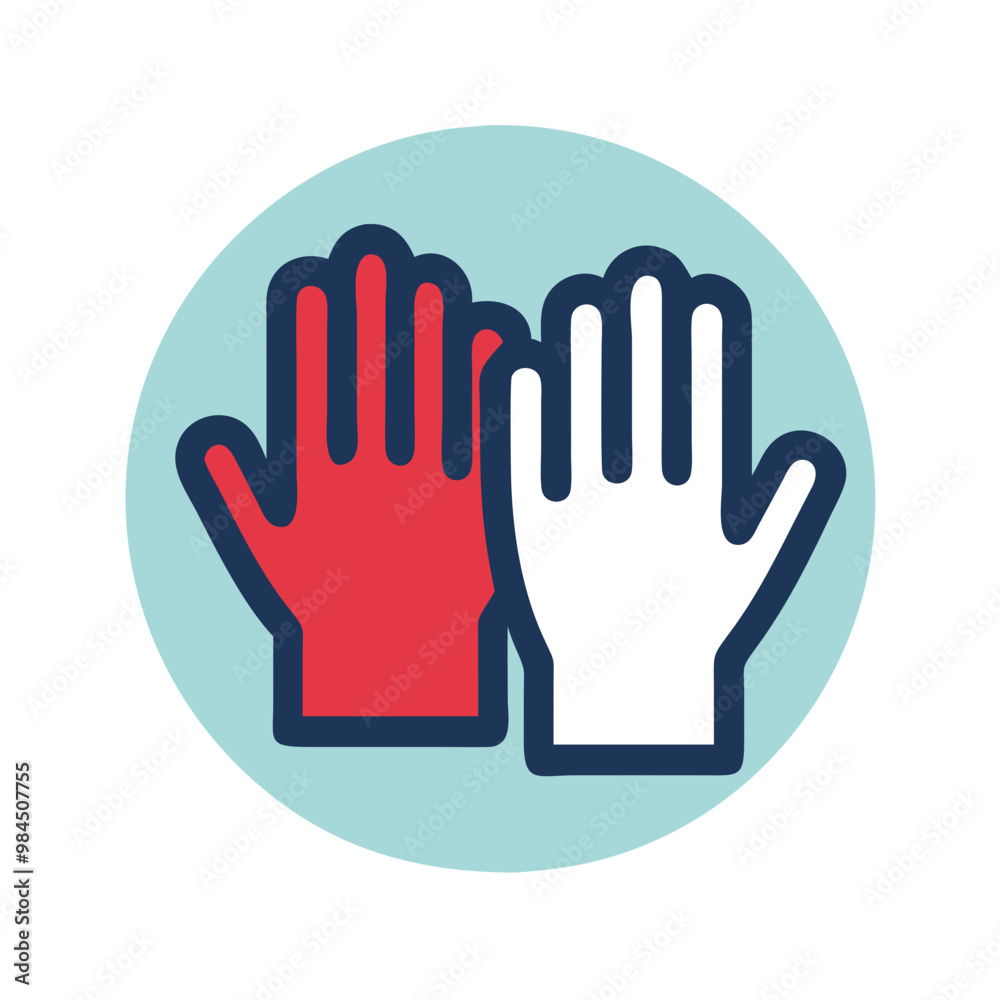 Medical gloves icon in modern flat style with blue, red, and white colors, design concept Medical gloves icon in modern flat style with blue, red, and white colors, design concept