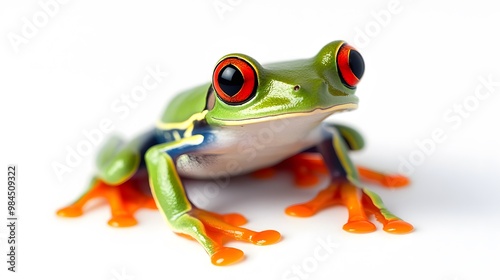 Green Tree Frog on White Background, Photo Realistic, Texture, Pattern Background, Wallpaper, Cover and Screen of Smartphone, PC, Laptop, 9:16 and 16:9 Format