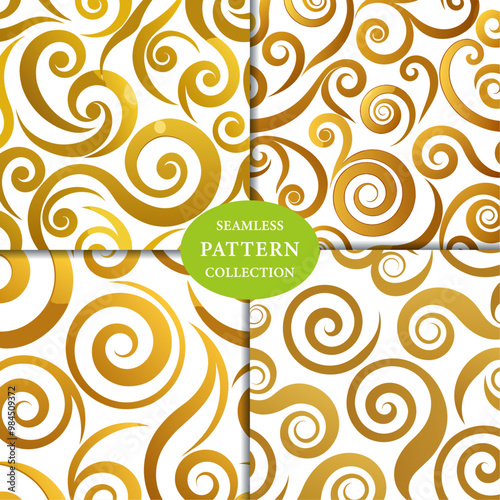 Golden Abstract Swirls Seamless Pattern Background