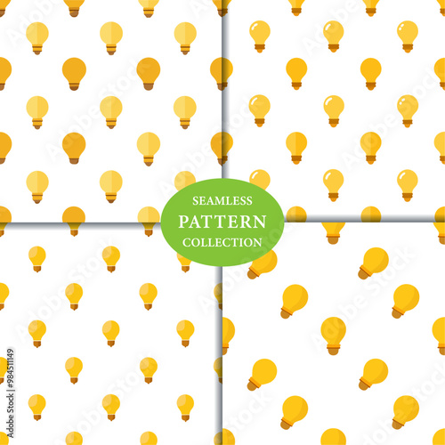 golden Light bulbs Seamless Pattern Background