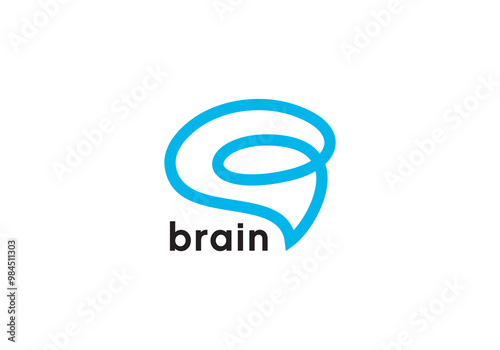 brain line connection logo. human brain technology symbol icon design