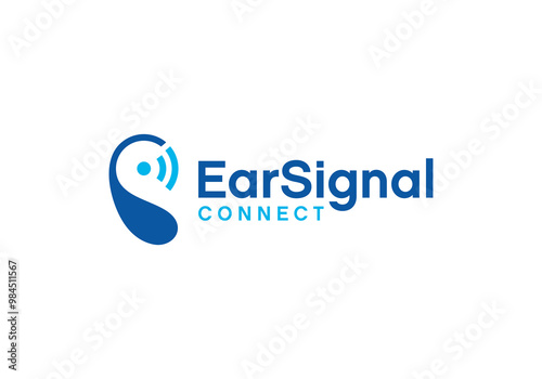 ear signal connection technology logo vector design