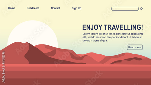 Time to travel landing page template. Tourism and outdoor recreation