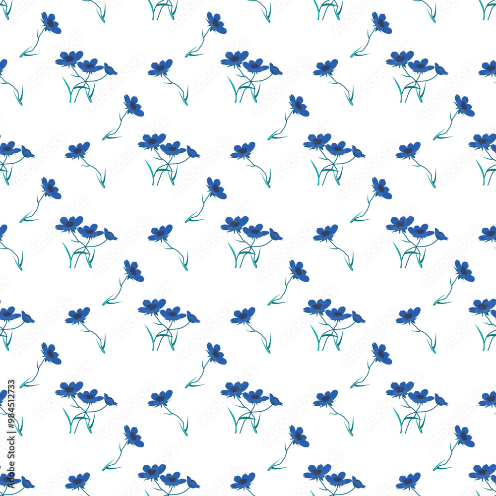 Fototapeta premium Free vector Flat small flowers pattern design