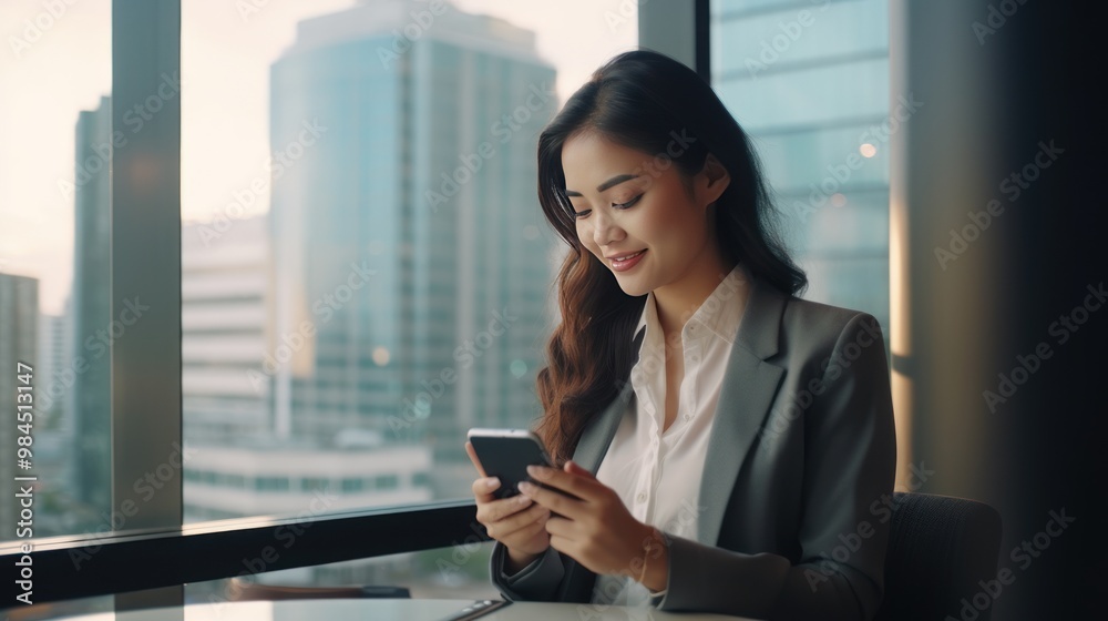 Young businesswoman using smartphone at office Young businesswoman using smartphone at office