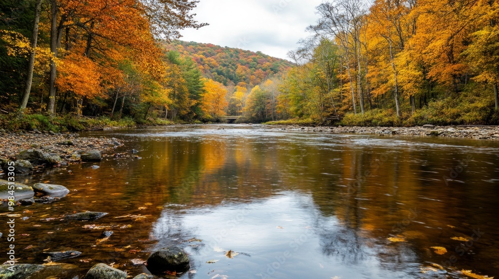 Autumn Reflections, vibrant foliage hues mirrored in a serene river, showcasing the breathtaking transformation of nature during the fall season. Autumn Reflections, vibrant foliage hues mirrored in a serene river, showcasing the breathtaking transformation of nature during the fall season.