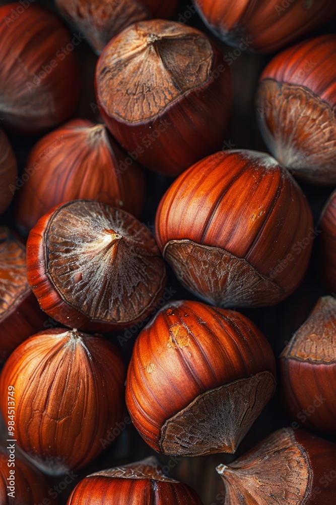 Close up of hazelnuts forming a textured background Close up of hazelnuts forming a textured background