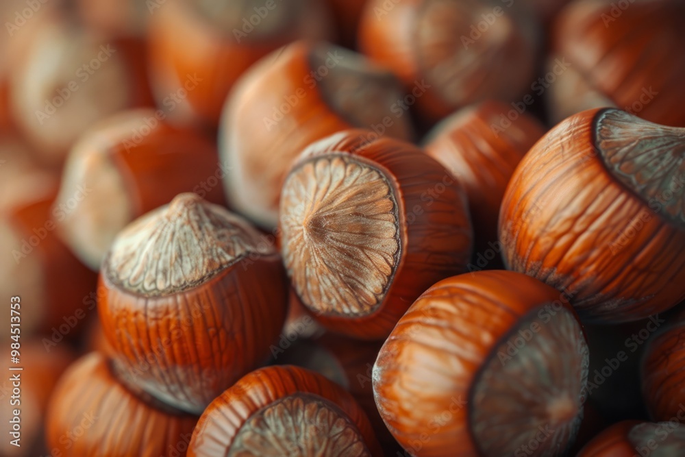 Close up of hazelnuts textured background Close up of hazelnuts textured background