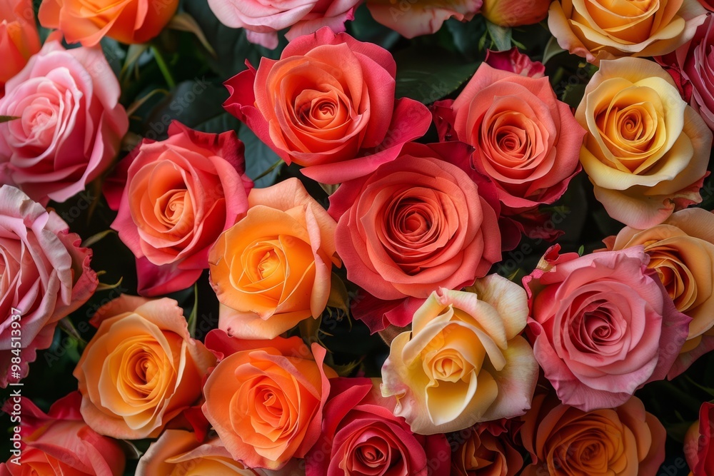 Bouquet of freshly cut roses blooming in a variety of colors Bouquet of freshly cut roses blooming in a variety of colors