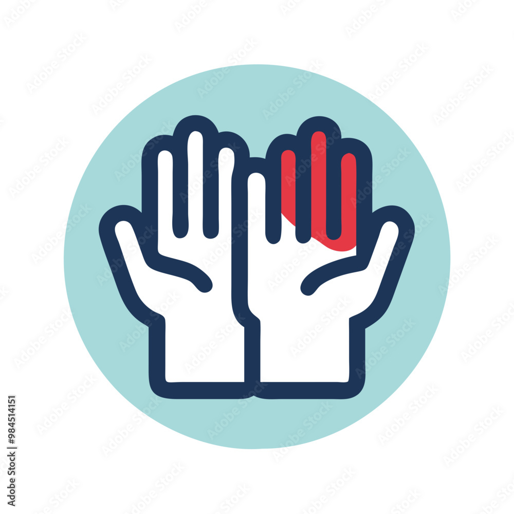 Medical gloves icon in modern flat style with blue, red, and white colors, design concept Medical gloves icon in modern flat style with blue, red, and white colors, design concept