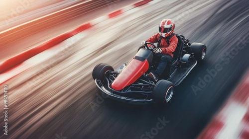 A man is expertly riding a gokart on a welldesigned track
