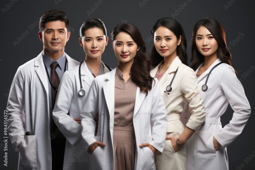 male and female doctor team standing confidently male and female doctor team standing confidently