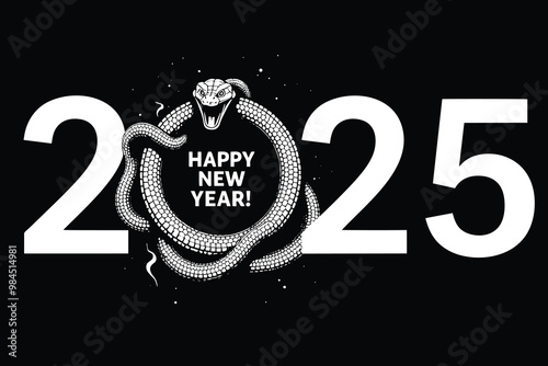 Snake-Wrapped 2025: A Bold New Year's Greeting vector and illustration