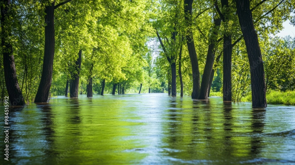 Flood Impact on River Ecosystems, illustrating community resilience and adaptation strategies in response to extreme weather events and environmental changes. Flood Impact on River Ecosystems, illustrating community resilience and adaptation strategies in response to extreme weather events and environmental changes.