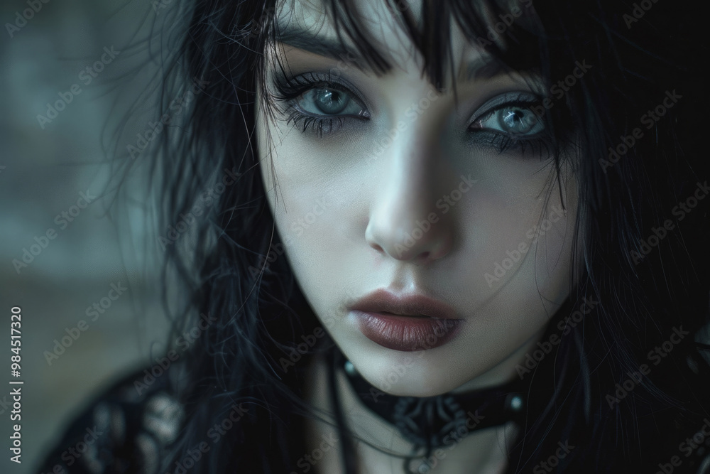 Brunette girl with blue eyes in black dress Brunette girl with blue eyes in black dress