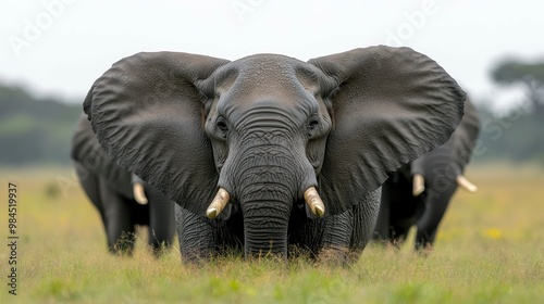 A close-up of an elephant with large ears in a natural grassland setting.