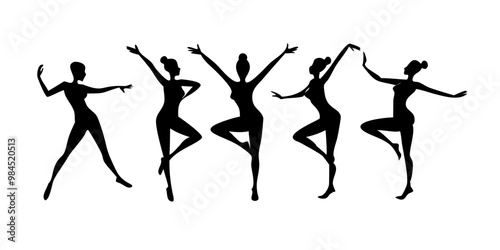 silhouette of dancing people, silhouettes of dancing girls