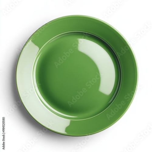 Green soup plate with a coupe shape on a transparent background