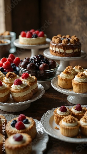 Homemade desserts displayed neatly.