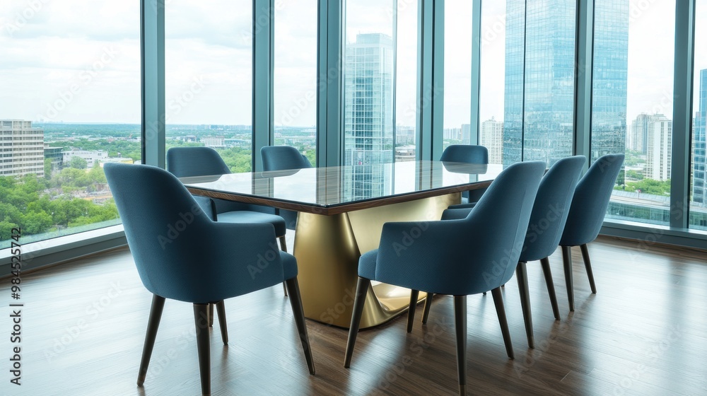 Modern Conference Room with Cityscape View Modern Conference Room with Cityscape View
