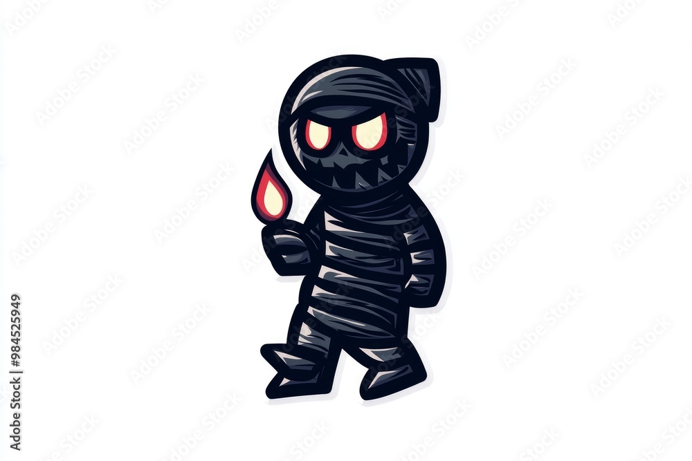 Cute Mummy Cartoon Character Holding a Torch Cute Mummy Cartoon Character Holding a Torch