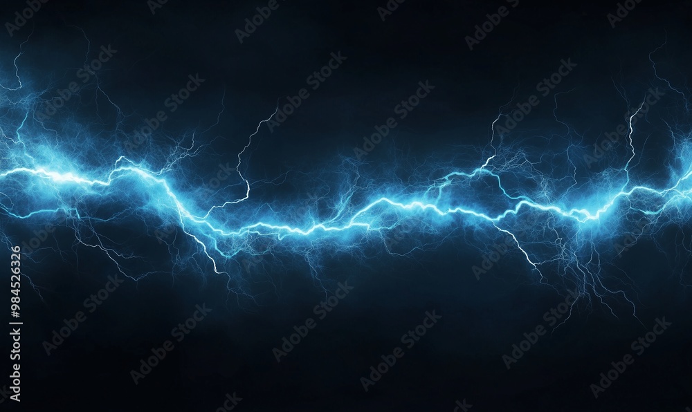 Electric blue lightning on dark background