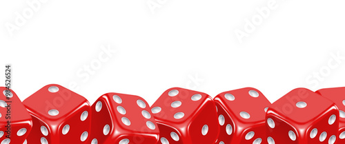 Dice border. Frame of red dice.Vector realistic illustration.
