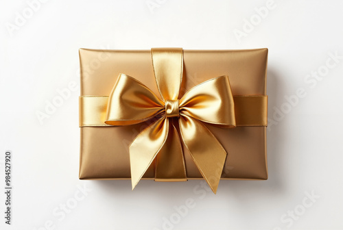 Elegant Gift Card with Golden Ribbon Bow: Perfect for Luxury Retail, Special Occasions, and Holiday Marketing