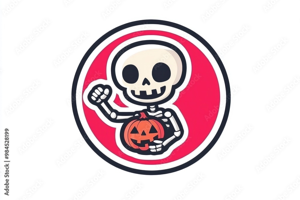 Cute Skeleton Holding a Pumpkin for Halloween Cute Skeleton Holding a Pumpkin for Halloween