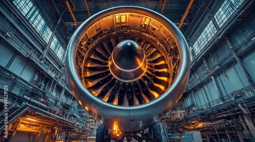 Close-Up of Intricately Detailed Airplane Engines Highlighting the Engineering Marvel of Aviation Technology