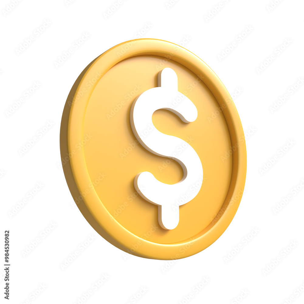 3D Illustration of Golden Coin with Dollar Symbol for Banking, Investment, and Financial Savings 3D Illustration of Golden Coin with Dollar Symbol for Banking, Investment, and Financial Savings