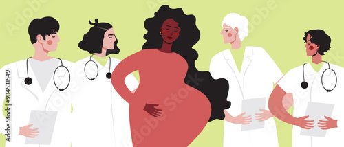 African Woman and Signal for Help with Hand, Flat Vector Stock Illustration for Victims of Domestic Violence