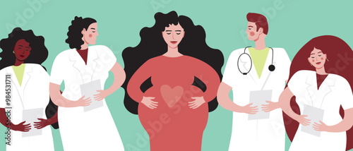 African Woman and Signal for Help with Hand, Flat Vector Stock Illustration for Victims of Domestic Violence