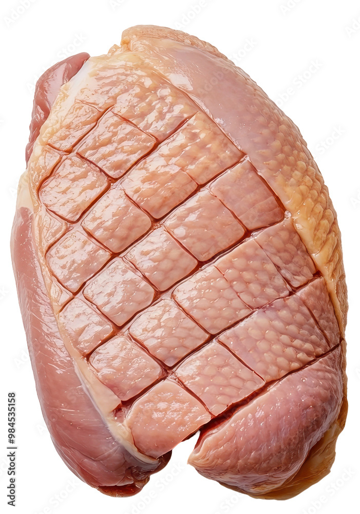 Fototapeta premium Scored duck breast with skin on transparent background