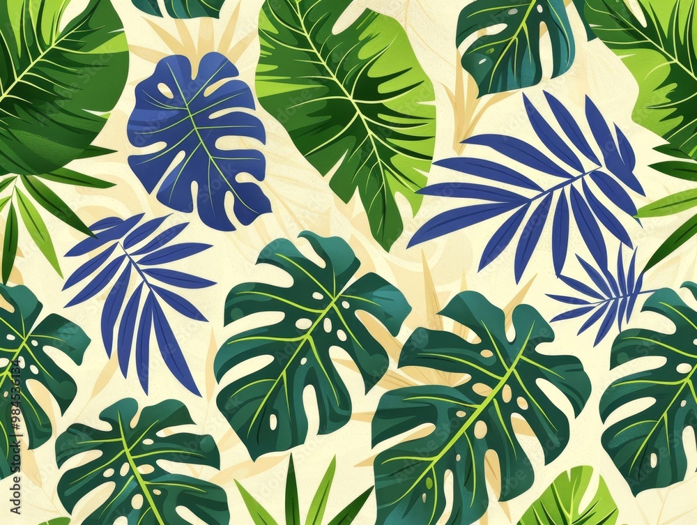 Fototapeta premium tropical plants pattern, green. ai generated
