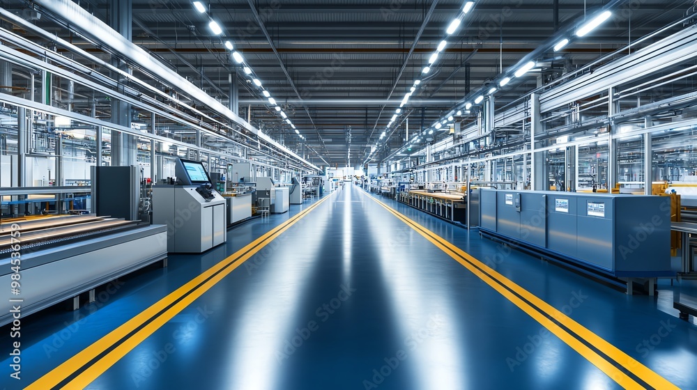 Modern industrial manufacturing facility with advanced machinery and equipment, showcasing a clean and organized production environment. Modern industrial manufacturing facility with advanced machinery and equipment, showcasing a clean and organized production environment.