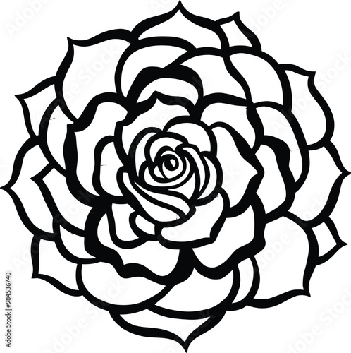 A simple rose mandala design silhouette vector style photo