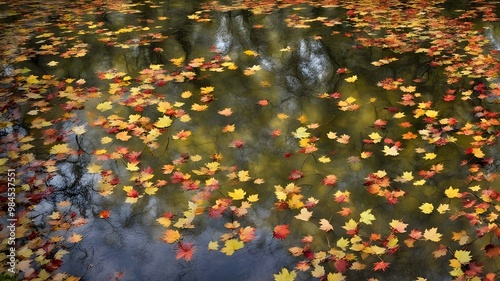 Obraz na płótnie pond with autumn w salonie