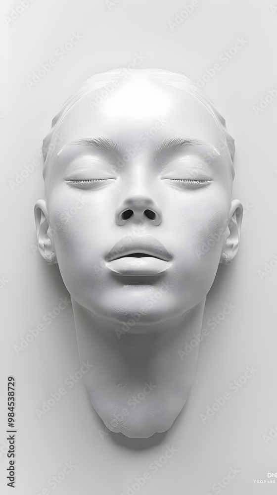 Sculptural Art Facial Expression Emotive Beauty Smooth White Minimalist Aesthetic Modern Craftsmanship Detail. AI Generated