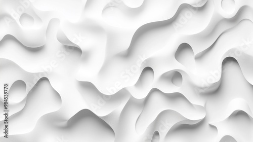 White minimalisctic abstract background mock up for designers. Wavy white seamless three dimensional pattern