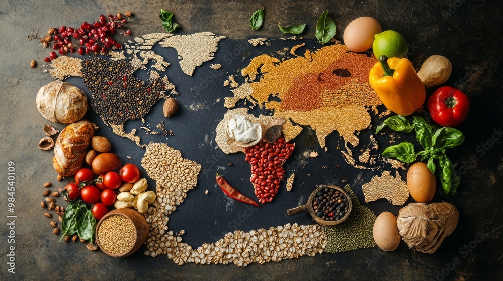 Global Food Supply Chain Dynamics, illustrating intricate logistics strategies, world maps, and the interconnectedness of international shipping in the food industry. Global Food Supply Chain Dynamics, illustrating intricate logistics strategies, world maps, and the interconnectedness of international shipping in the food industry.