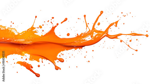 Orange paint splashes isolated on a transparent background, PNG 